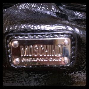 Moschino black patent leather purse